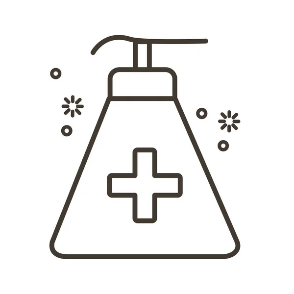 Icône de ligne de bouteille de savon antibactérien — Image vectorielle