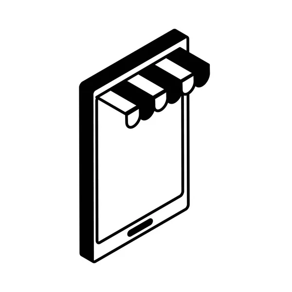 Smartphone com design de vetor de ícone de estilo isométrico de barraca — Vetor de Stock