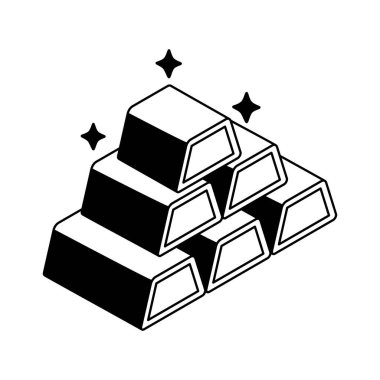 İzole edilmiş altın çubuklar izometrik çizgi biçim vektör tasarımı