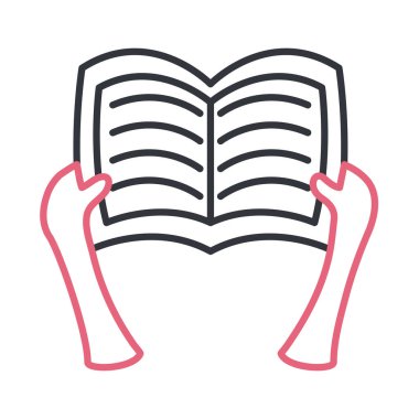 El ele tutuşan kitap satırı biçim vektör tasarımı