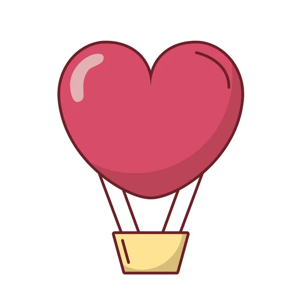 Amor corazón aire caliente globo vector diseño — Vector de stock