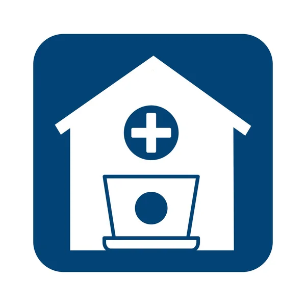 Casa com médico cross line estilo — Vetor de Stock