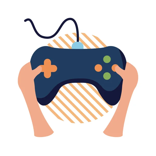 Video oyunu denetimi olan eller düz biçim vektör tasarımı — Stok Vektör