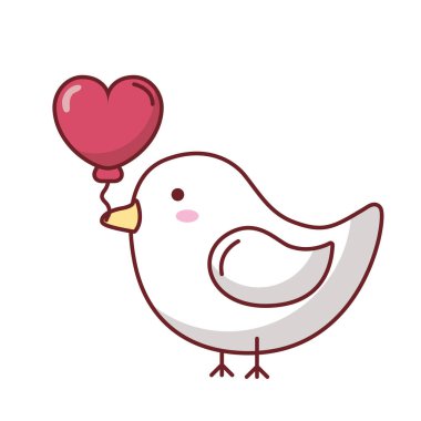 Kalp balonu vektör dizaynlı güvercin