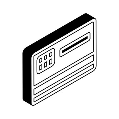 Kredi kartı izometrik çizgi biçim vektör tasarımı