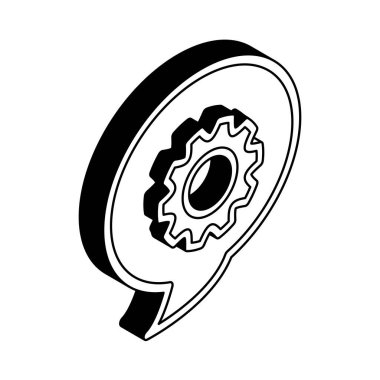 Kabarcık izometrik çizgi biçim vektör tasarımı içindeki dişliler