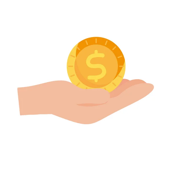 Μεμονωμένο κέρμα πάνω από το χέρι διανυσματικό σχεδιασμό — Διανυσματικό Αρχείο