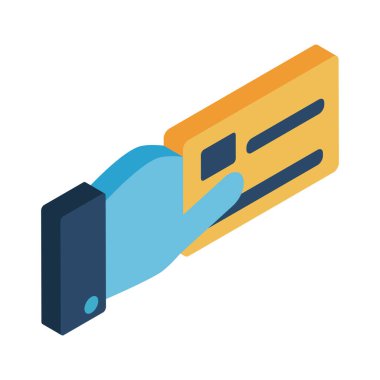 el ele tutuşma kartı izometrik biçim ikon vektör tasarımı