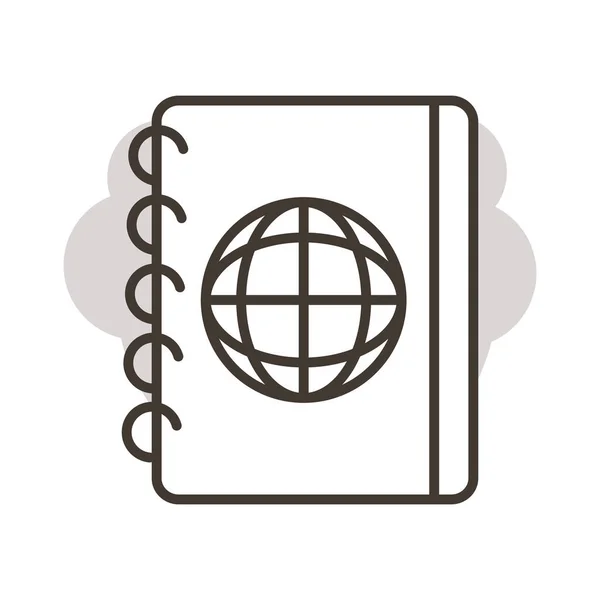 Notebook com estilo de linha de navegador esfera — Vetor de Stock
