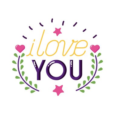 Çelenk düz stil ikon vektör tasarımlı metnini seviyorum