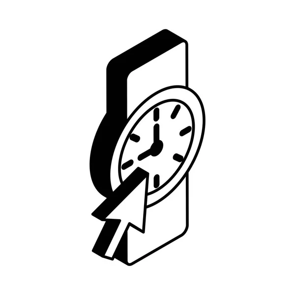 Uhr mit Cursor-Pfeil isometrisches Stil-Symbol Vektor-Design — Stockvektor