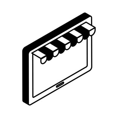 Çadır izometrik biçim vektör tasarımlı tablet