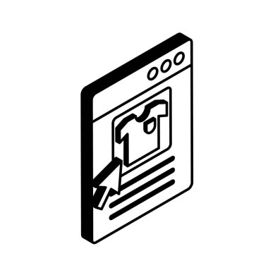Tişört ve imleç oku izometrik biçim vektör tasarımlı bir web sitesi