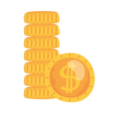 İzole sikkeler ikon vektör tasarımı