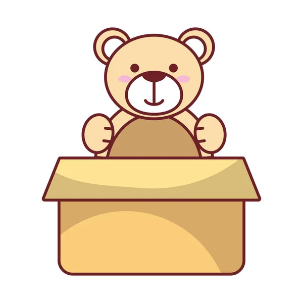 Isolated teddy bear inside box vector design — Stock Vector