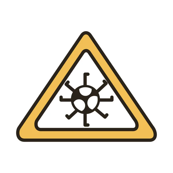 Caution signal covid19 virus particle line duo color style — Stock Vector