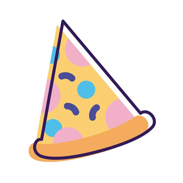 Línea de porción de pizza e icono de estilo de relleno — Vector de stock