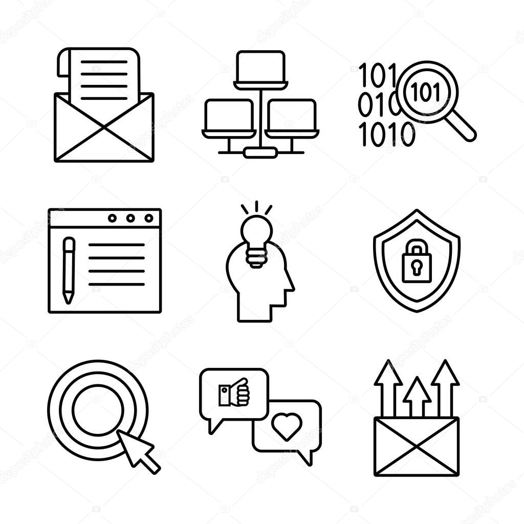 set of digital contents icons