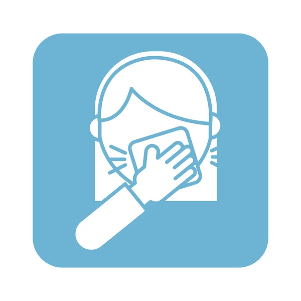 Mujer tosiendo en estilo de línea de pañuelo — Archivo Imágenes Vectoriales