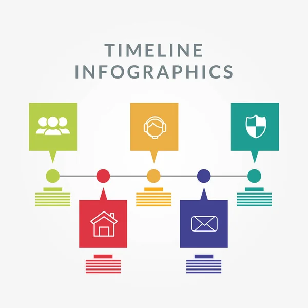 Infographies chronologiques avec centre d'appels avatars et conception vectorielle des icônes de bouclier — Image vectorielle