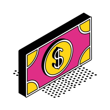 Bill izometrik biçim ikon vektör tasarımı