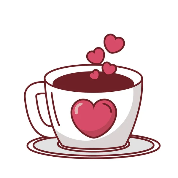 Amor coração no projeto do vetor copo de café — Vetor de Stock