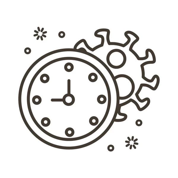 Particule de virus covid19 avec le style de ligne d'horloge — Image vectorielle