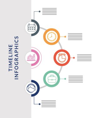 Takvim saat kronometresi ve bavul simgeleri vektör tasarımlı zaman çizelgesi bilgisiName
