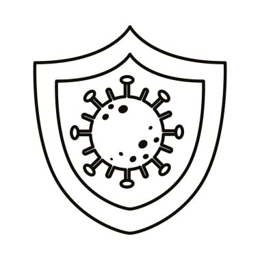 covid19 virüs parçacık çizgisi tarzında bir kalkan