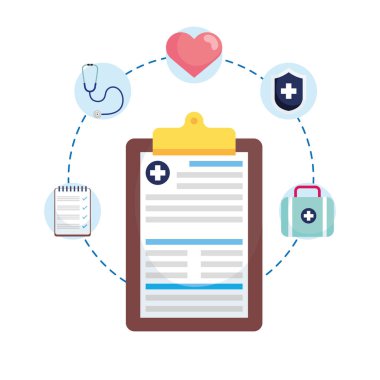 tıbbi geçmiş ve simge vektör tasarımı