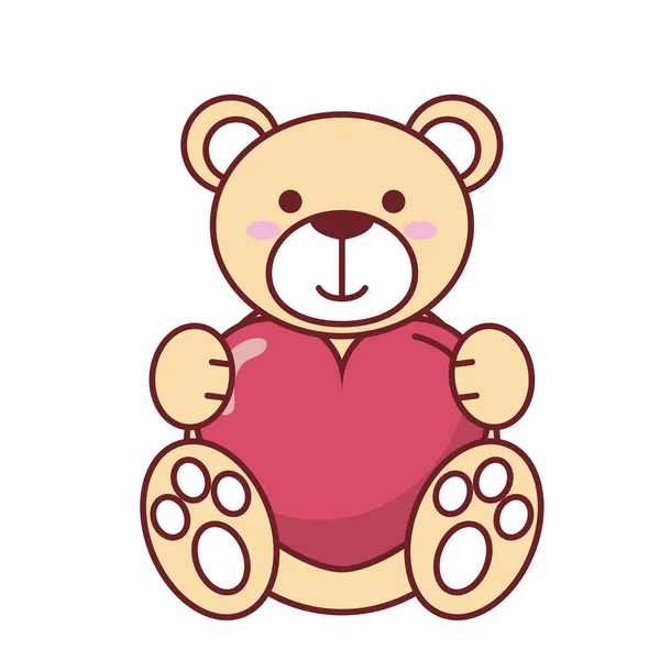 Isolerad teddybjörn med hjärta vektor design — Stock vektor