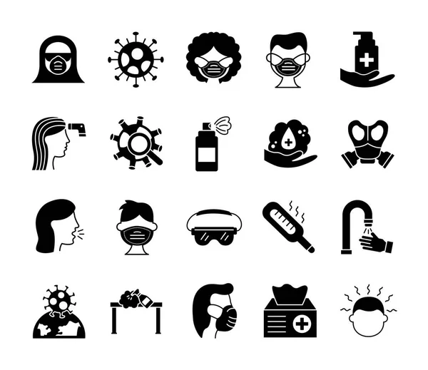 Bundle of covid19 set icons — Stock Vector