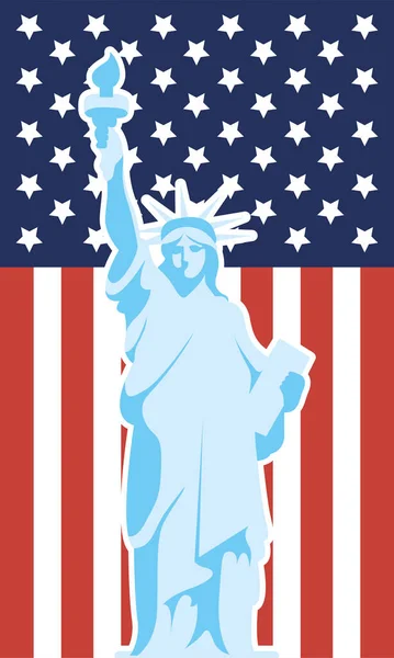 Bandeira dos EUA e projeto de vetor estátua liberdade —  Vetores de Stock