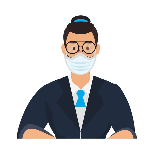 Hombre avatar con máscara médica vector de diseño — Archivo Imágenes Vectoriales