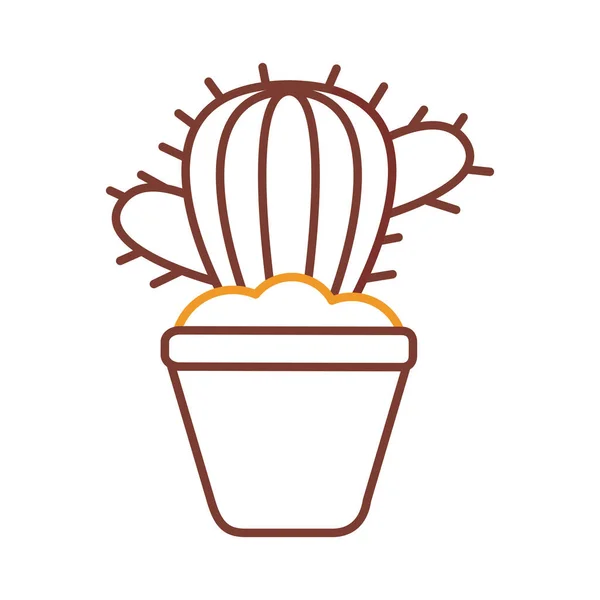 Kaktus växt inuti kruka linje stil ikon vektor design — Stock vektor