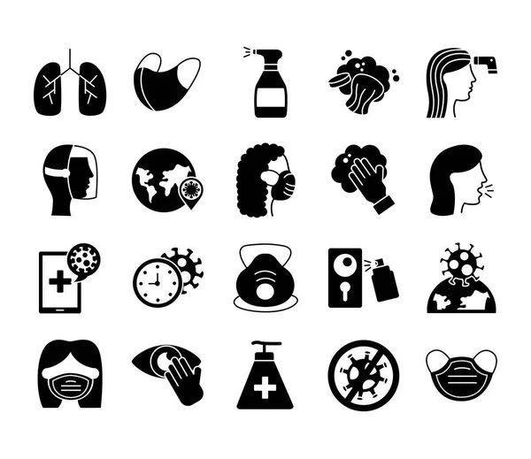 Bundle of covid19 set icons — Stock Vector