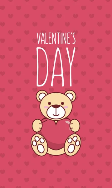 Ours en peluche Saint-Valentin avec motif vecteur coeur — Image vectorielle