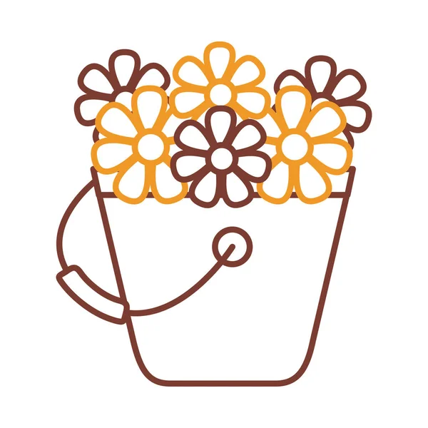 水桶线形图标矢量设计中的花朵 — 图库矢量图片