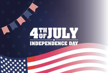 Usa bayrağı ve 4 Temmuz vektör tasarımının flaması