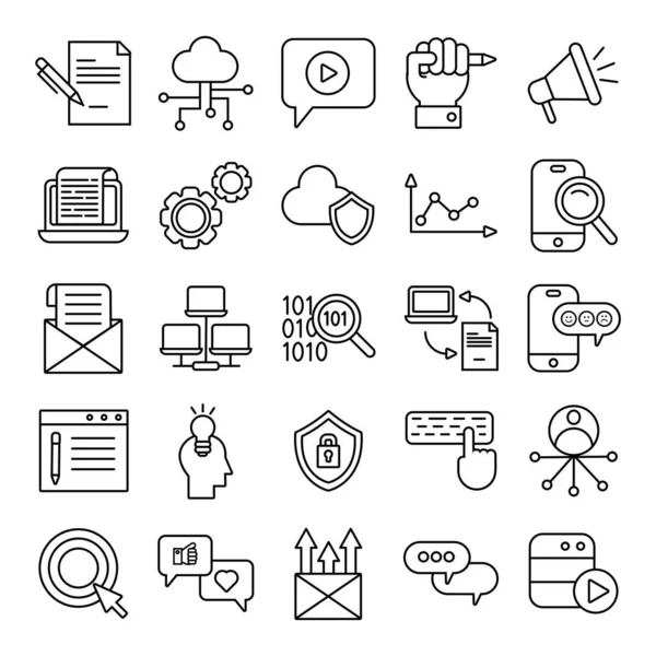 Set of digital contents icons — Stock Vector