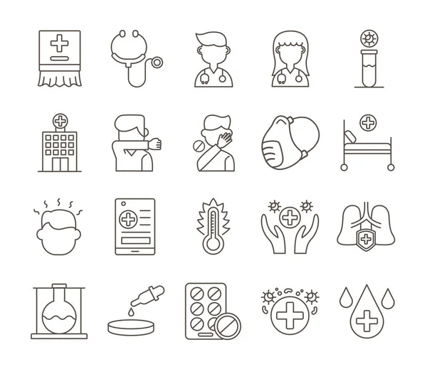 Bundle of covid19 set icons — Stock Vector