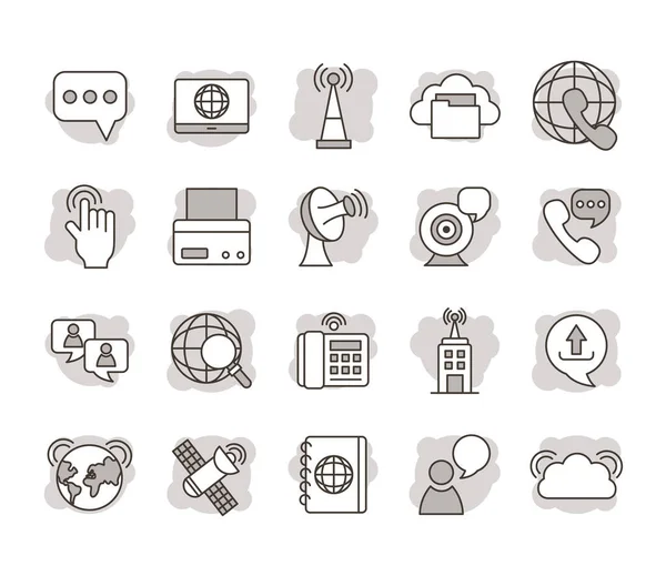 Paquete de iconos de comunicación en línea — Archivo Imágenes Vectoriales