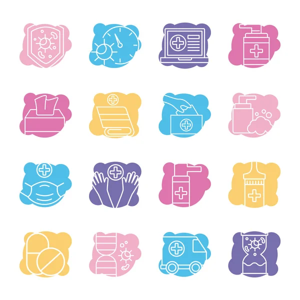 Bundle of covid19 set icons — Stock Vector