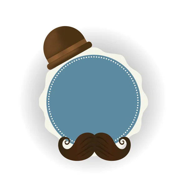 Chapéu com bigode em torno do design do vetor de selo —  Vetores de Stock