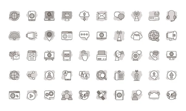 Paquete de iconos de comunicación en línea — Archivo Imágenes Vectoriales