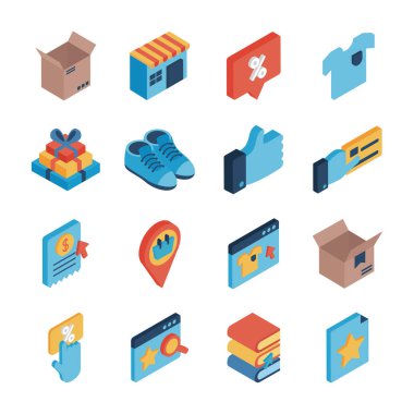 Çevrimiçi izometrik biçim vektör dizaynı alışverişi