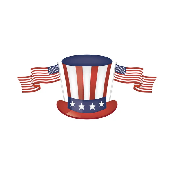 Bandeiras dos EUA e desenho do vetor de chapéu — Vetor de Stock
