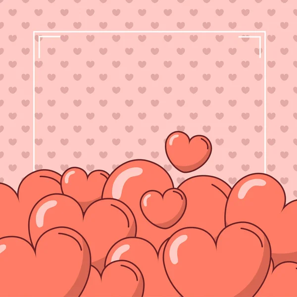 フレームベクトルデザインの前でバレンタインデーの心 — ストックベクタ