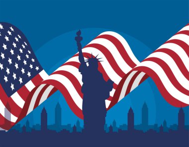 Usa bayrağı ve özgürlük heykel tasarımı