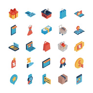Çevrimiçi izometrik biçim vektör dizaynı alışverişi